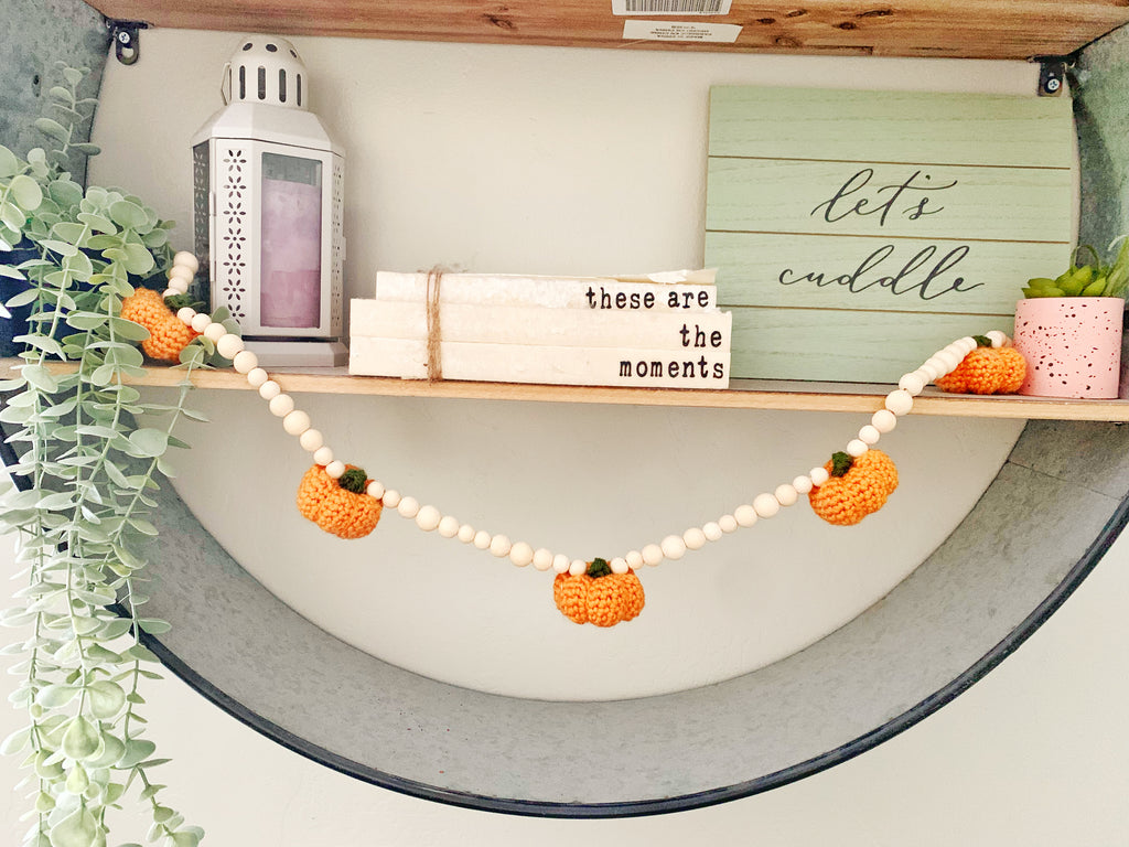 Pumpkin and Wood Bead Garland